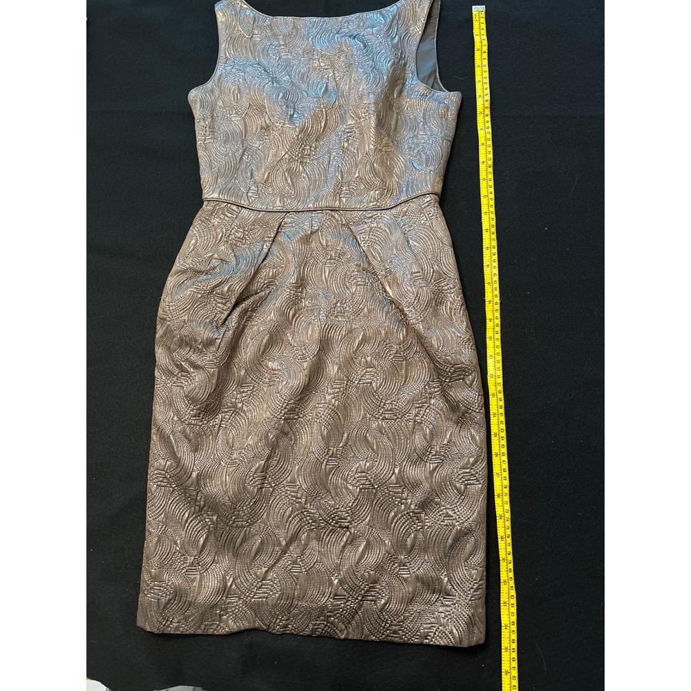 Banana Republic Sheath Dress Women 0P Bronze Metallic Jacquard Sleeveless